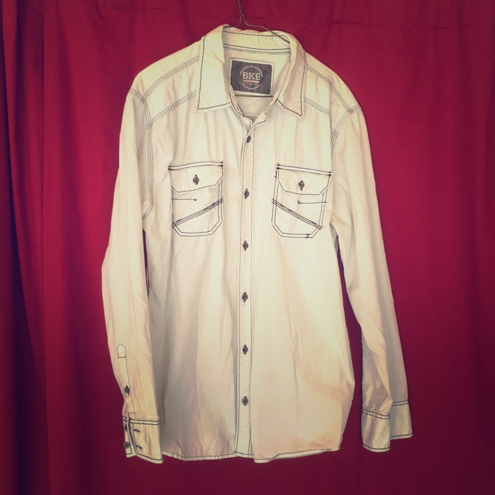 BKE X-Large cowboy style white button up